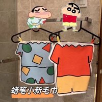 Hoạt hình dễ thương Crayon Shin-chan khăn lau tay khăn bông treo thấm nước trẻ em