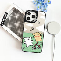 Hoạt Hình Dễ Thương Đường Bãi Cỏ Chó Con Gương Vỏ Cho IPhone 11 12 13 12Pro 14 PLUS 15 16 Pro Max Vỏ Sạc Từ Tính Không Dây Mặt Sau PC Cứng Mềm Viền Ốp điện thoại Hộp Đóng Gói