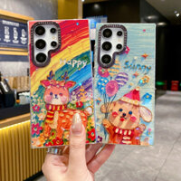 Hoạt Hình Dễ Thương laser Chó Con Hươu Cao Cổ Cho Samsung Galaxy S25 S25Ultra S23 Plus S24Ultra S24 S22 A53 A54 Ốp Lưng Dễ Thương Cho Galaxy S23 Ultra Họa Tiết Chống Sốc