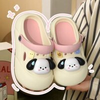 Hoạt Hình Dễ Thương Mồ Hôi Chó Con Lỗ Giày Nữ Đế Dày Chống Trơn Trượt Bên Ngoài Mặc Dày Ngón Chân Che Phủ