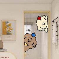 Hoạt Hình Dễ Thương Thăm Dò Chó Con Miếng Dán Chống Thấm Nước Cửa Sổ Cửa Kính Chống Va Chạm Trang Trí Sáng Tạo Miếng Dán