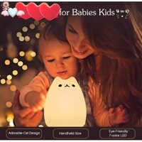 Hoạt Hình Đèn Mèo Silicon Đèn Ngủ Nhiều Màu Sắc Gradient Giải Nén Khí Quyển Đèn Phòng Ngủ Trẻ Em MM