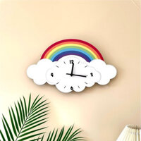 Hoạt Hình Đồng Hồ Hoạt Hình Anime Rainbow Cloud Phòng Khách Đồng Hồ Treo Tường Mẫu Giáo Phòng Trẻ Em Studio Tắt Tiếng Sáng Tạo Đồng Hồ Độc Đáo