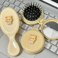 Hoạt Hình Gấu Dễ Thương Lược Túi Khí Với Đệm Khí Di Động Gương Lược Massage Hai Trong Một Lược Mini