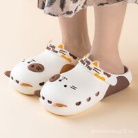 Hoạt Hình Giày Đục Lỗ Đế Dày Chống Trượt In Hình Mèo Dễ Thương Cho Nữ