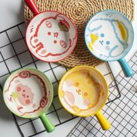 Hoạt Hình Gốm Nướng Bát Có Tay Cầm Ăn Liền Bát Cơm Bát Ăn Tối Bát Canh Trái Cây Salad Bát Bộ Đồ Ăn