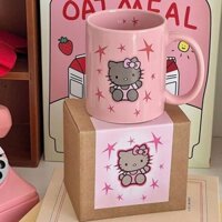 Hoạt Hình HelloKitty Hello Kitty Cốc Sứ Dễ Thương Trái Tim Nữ Tính Hộ Gia Đình Uống Cà Phê Sữa