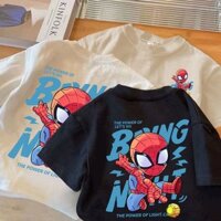 Hoạt Hình Hoạt Hình Áo Thun Người Nhện Phong Cách Mới Mùa Hè Đầm Bé Trai Tay Ngắn Cotton Nguyên Chất