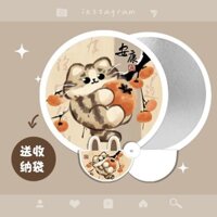 Hoạt Hình Hoạt Hình Phản Quang Nhóm Quạt Gấp Mèo Cổ Nhóm Quạt Sinh Viên Dễ Thương Quạt Nhỏ Hai Trong Một Quạt Tròn