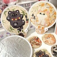 Hoạt Hình Hoạt Hình Selfie Reflector Di Động Mèo Trung Quốc Quạt Gấp Dễ Thương Sinh Viên Nhỏ Quạt Cổ Gấu Trúc Tròn Quạt