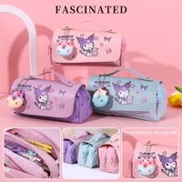 Hoạt Hình Hộp Đựng Bút Hai Ngăn Sức Chứa Lớn Họa Tiết kuromi Đa Năng Cho Học Sinh