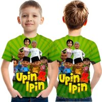 Hoạt Hình Malaysia Upin & Ipin Gia Đình In Hình Chân Dung Áo Thun Trẻ Em Mùa Hè Tay Ngắn ngây thơ và Sống Động Dễ Thương Phiêu Lưu