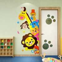 Hoạt Hình Miếng Dán Tường 3d Bằng acrylic Chống Thấm Nước Hình Động Vật Dễ Thương