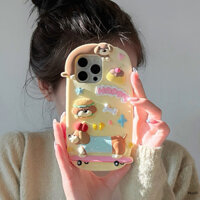 Hoạt Hình Ngộ nghĩnh Dễ Thương 3D Ván Trượt Dachshund Silica Gel Shell Cho IPhone15ProMax Vỏ Điện Thoại Quakeproof 14ProMax Vỏ I16 ProMAX Vỏ Mềm I15 / 13Pro Vỏ Chống Rơi Ốp Lưng Iphone