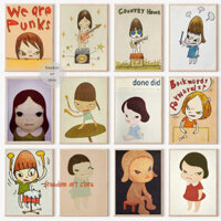 Hoạt Hình Nhật Bản Đi Bộ Búp Bê Yoshitomo Nara Tác Phẩm Nghệ Thuật Áp Phích Canvas Tranh Treo Tường In Hình Hình Phòng Trẻ Em Trang Trí Nhà