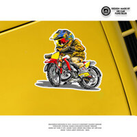 Hoạt Hình Off-Road Rider Vui Nhộn Phản Quang Dán Xe Cửa Sổ Phía Sau Xe Máy Điện Xe Xước Miếng Dán Chống Thấm Nước