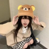 Hoạt Hình Rilakkuma Gấu Nâu Nhỏ Sang Trọng Nón Cô Gái Thu Đông Dễ Thương Búp Bê Rilakkuma Mũ