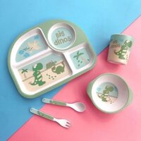 Hoạt Hình Sợi Tre Trẻ Em Bộ Đồ Ăn Hộ Gia Đình Hút Bát Ngăn Bé Đĩa Thực Phẩm Cho Bé Bát Thìa Cốc 3.28