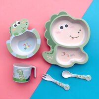 Hoạt Hình Sợi Tre Trẻ Em Bộ Đồ Ăn Hộ Gia Đình Hút Bát Ngăn Bé Đĩa Thực Phẩm Cho Bé Bổ Sung Bát Thìa Cốc