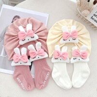 Hoạt Hình Thỏ Bé Mũ Tất Bộ Dễ Thương Sơ Sinh Trẻ Sơ Sinh Mũ Turban Cotton Mềm Bé Gái Beanie Tất Chống Trơn Trượt