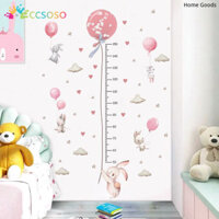 Hoạt Hình Thỏ Bóng Chiều Cao Miếng Dán Trẻ Em Bé Đo Chiều Cao Thước Tự Dính Dán Tường Cho Trẻ Em Trang Trí Phòng
