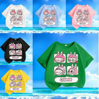 Hoạt Hình Trẻ Em Áo Thun Dễ Thương Bé Trai Bé Gái Tay Ngắn Áo Sơ Mi Trẻ Em Labubupu In Hình Thoáng Khí Áo Thun