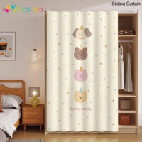 Hoạt Hình Tủ Lá Chắn Màn Tủ Quần Áo Chống Bụi Cửa Rèm Tủ Bảo Quản Giá Trượt Đường Sắt Kéo Rèm Tủ Giày Tấm Chắn Vải Xấu Xí Rèm