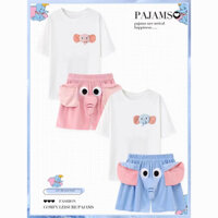 Hoạt Hình Vui Nhộn Cặp Đôi Bộ Đồ Ngủ Voi Bộ Đồ Ngủ Rời Nhà Bộ Hai Mảnh Thân Voi Âm Thanh