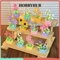 Hobbyhub Mô hình chậu mọng nước, Gạch bé gái Đồ chơi trẻ em Đồ chơi giáo dục Khối xây dựng trong chậu hoa, Bàn làm việc tại nhà Trang trí cây DIY Đồ chơi bó hoa vĩnh cửu
