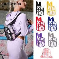HOBBYHUB Túi đi học, Túi xách nhỏ trong suốt màu trơn, Đi xe đạp có dây kéo PVC Mini Ba lô mùa hè