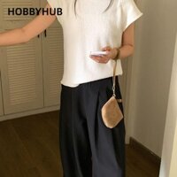 HOBBYHUB Túi Shoudler nách, Ví tiền xu mềm da lộn, Túi Messenger màu trơn phong cách cổ điển thời trang dành cho nữ