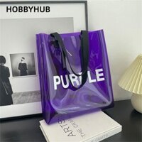 HOBBYHUB Túi Tote, Túi Đeo Vai Chống Thấm Nước, Túi Xách Thạch PVC Dung Tích Lớn Thời Trang Bơi Đi Biển