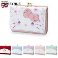 HOBBYHUB Ví da PU, Túi xách Hello Kitty Kawaii Kuromi Cinnamoroll thời trang thông thường, Quà tặng sinh nhật Túi đựng thẻ gấp dễ thương