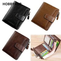 HOBBYHUB Ví đựng tiền xu nam, Hộp đựng danh thiếp có dây kéo dung tích lớn, Túi đựng thẻ da PU chặn RFID
