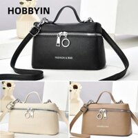 HOBBYIN Túi đeo chéo, Túi đeo vai thông thường hình hộp, Túi xách vuông có dây kéo trơn tru cho nữ
