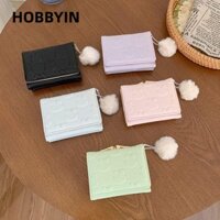 HOBBYIN Túi đựng tiền màu trơn nhiều khe dễ thương dành cho nữ