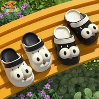 Hobibear EVA Đôi mắt to Crocs Dép xỏ ngón trong nhà mùa hè chống trượt hộ gia đình cho bé