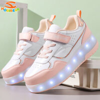 Hobibear Giày chạy bộ giá trị cao bán chạy cho bé trai và bé gái ròng rọc nhấp nháy có thể sạc lại bánh xe đôi sinh viên có giày trượt công tắc