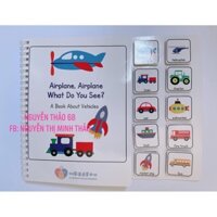 Học liệu bóc dán Tiếng Anh/ học liệu montessori cho bé / chủ đề phương tiện giao thông