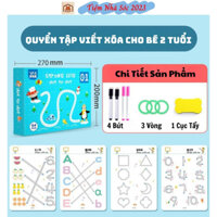 Học Liệu Montessori Tập Tô Vẽ Thông Minh Xóa Được 64 Trang Tặng 4 Bút Dot To Dot.Tiệm Nhà Sóc