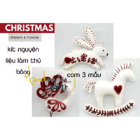 Học thêu miễn phí Nguyên Liệu Tự Bạn Làm Gấu Giáng Sinh DIY Thêu tay thủ công BỘ KIT TỰ MAY BÚP BÊ BÔNG ZEN Handmade