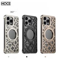 Hoce Luxury 360° Xoay Giá Đỡ Từ Kim Loại Ốp Lưng Điện Thoại IPhone 16 15 Pro Max Không Khung Rỗng Tản Nhiệt Chống Sốc