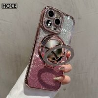 Hoce Ốp Điện Thoại Nắp Gập Từ Tính Tráng Gương Đính Kim Tuyến Cho iphone 15 14 13 12 11 pro max 15plus 11pro