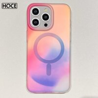 Hoce Sáng Bóng Thạch Anh Sơn Họa Tiết Tranh Từ Tính Ốp Lưng Điện Thoại IPhone 16 15 14 Pro Max 13 Lỗ Lớn Cứng TPU Trường Hợp