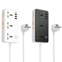 HOCO AC7A 10A 17W 7-Port USB Charger 3USB-A+1USB-C+3AC Fast Charging Desktop Charging Station EU Plug with 1.5M Long Cab