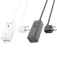 HOCO AC9A 30W 4-Port USB PD Charger 2USB-A+1USB-C+1AC Fast Charging Desktop Charging Station EU Plug with 1.5M Long Cabl