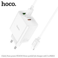 Hoco Chính Hãng - Bộ Sạc Nhanh PD40W Hoco C126A 3 Cổng (2C1A) - Phù Hợp Mọi Thiết Bị