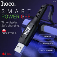 Hoco S6 Thông Minh Cài Đặt Thời Gian Cáp USB Type C Samsung Huawei 3A Sạc Nhanh Type C Dữ Liệu Dây LED đèn Báo Điện Áp Hiện Tại [bonus]