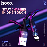 Hoco U76 Led USB Từ Cáp Cho iPhone Micro USB Type C Cáp Cho Oppo Samsung Sạc Nhanh Điện Thoại Di Động Cáp Sạc Nam Châm [bonus]