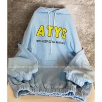 Hoddie nhiều màu ATYS full màu unisex from thụng nỉ ngoại xinhkèm ảnh thật - xanh dương - free size dưới 65kg